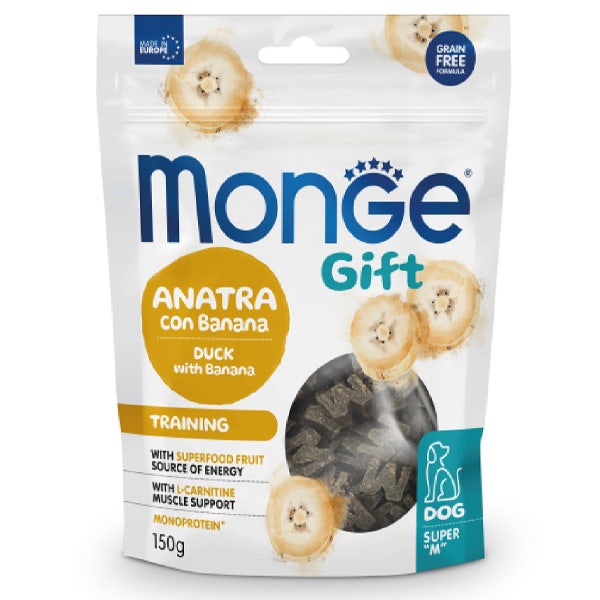 Monge Snack Gift Dog Adult Super M Training Anatra Con Banana 150g-1