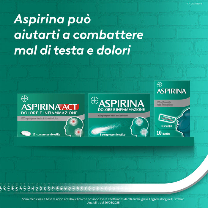 Aspirina in Granuli Senz'Acqua Antidolorifico e Antinfiammatorio contro Mal di Testa e Dolore 10 Bst
