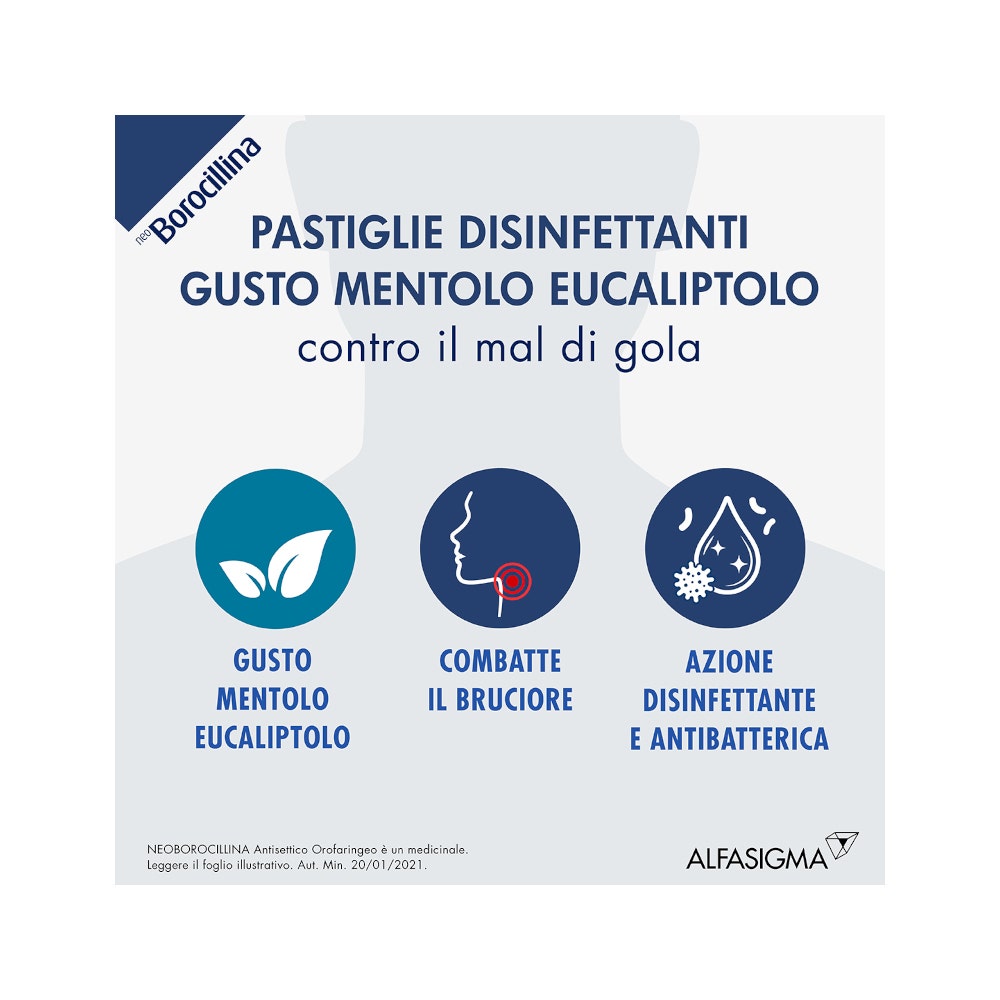 Neoborocillina Antisettico Orofaringeo 16 Pastiglie Mentolo Eucaliptolo-8