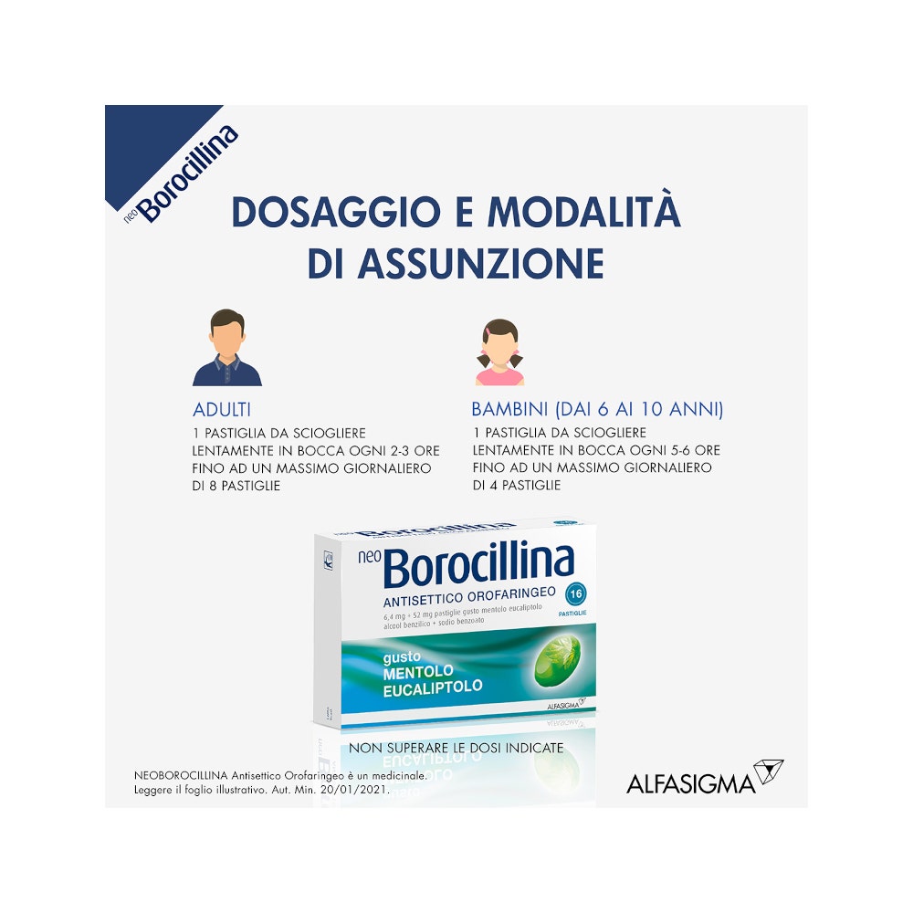 Neoborocillina Antisettico Orofaringeo 16 Pastiglie Mentolo Eucaliptolo-9
