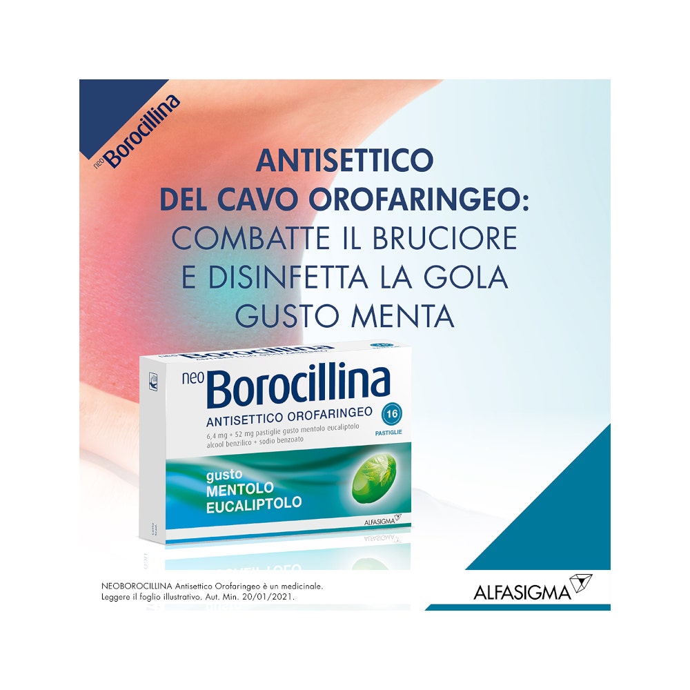 Neoborocillina Antisettico Orofaringeo 16 Pastiglie Mentolo Eucaliptolo-10