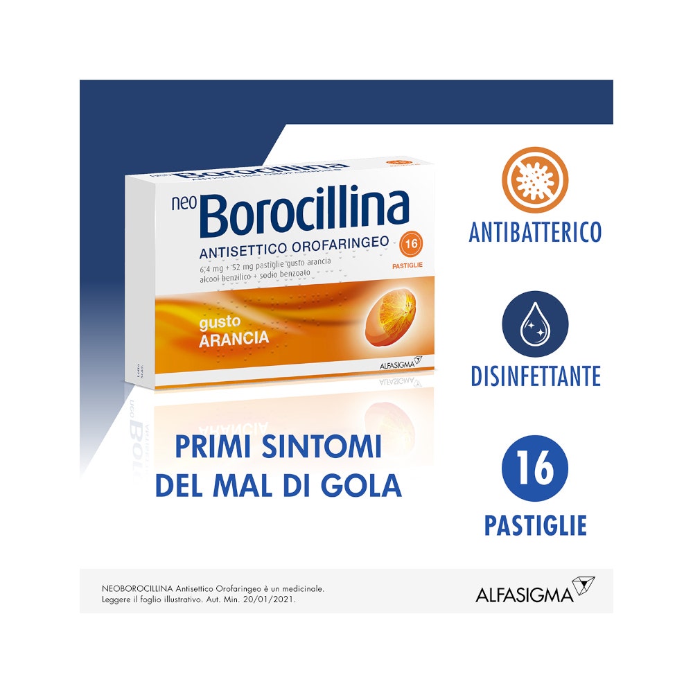 Neoborocillina Antisettico Orofaringeo 16 Pastiglie Arancia-7