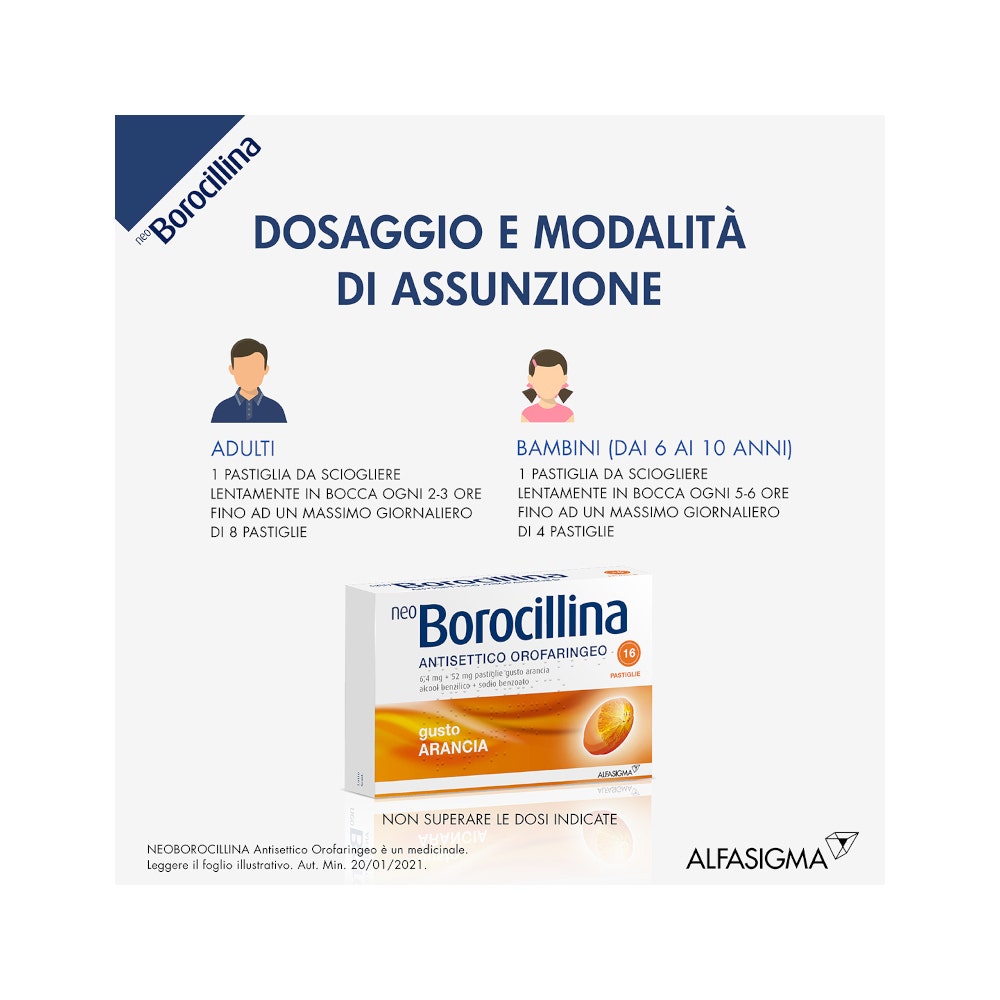 Neoborocillina Antisettico Orofaringeo 16 Pastiglie Arancia-9