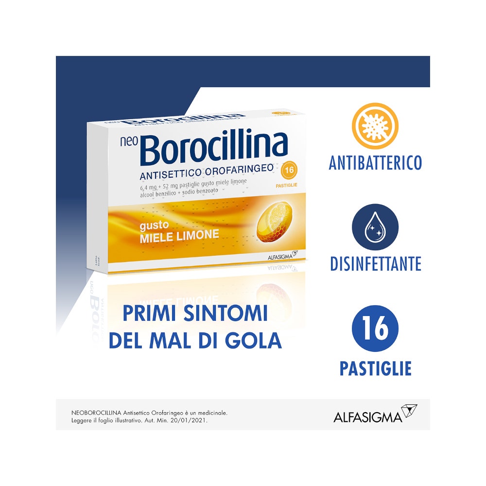 Neoborocillina Antisettico Orofaringeo 16 Pastiglie Limone E Miele-7