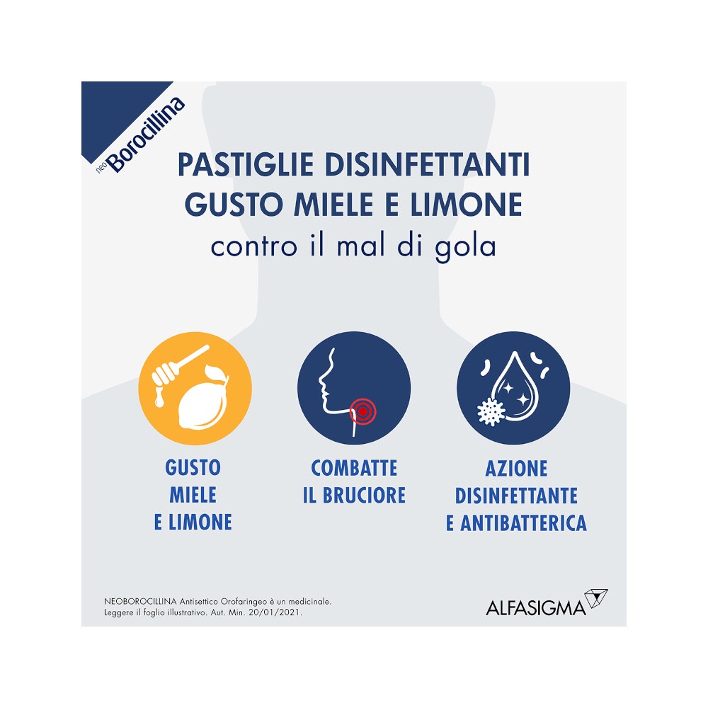 Neoborocillina Antisettico Orofaringeo 16 Pastiglie Limone E Miele-8