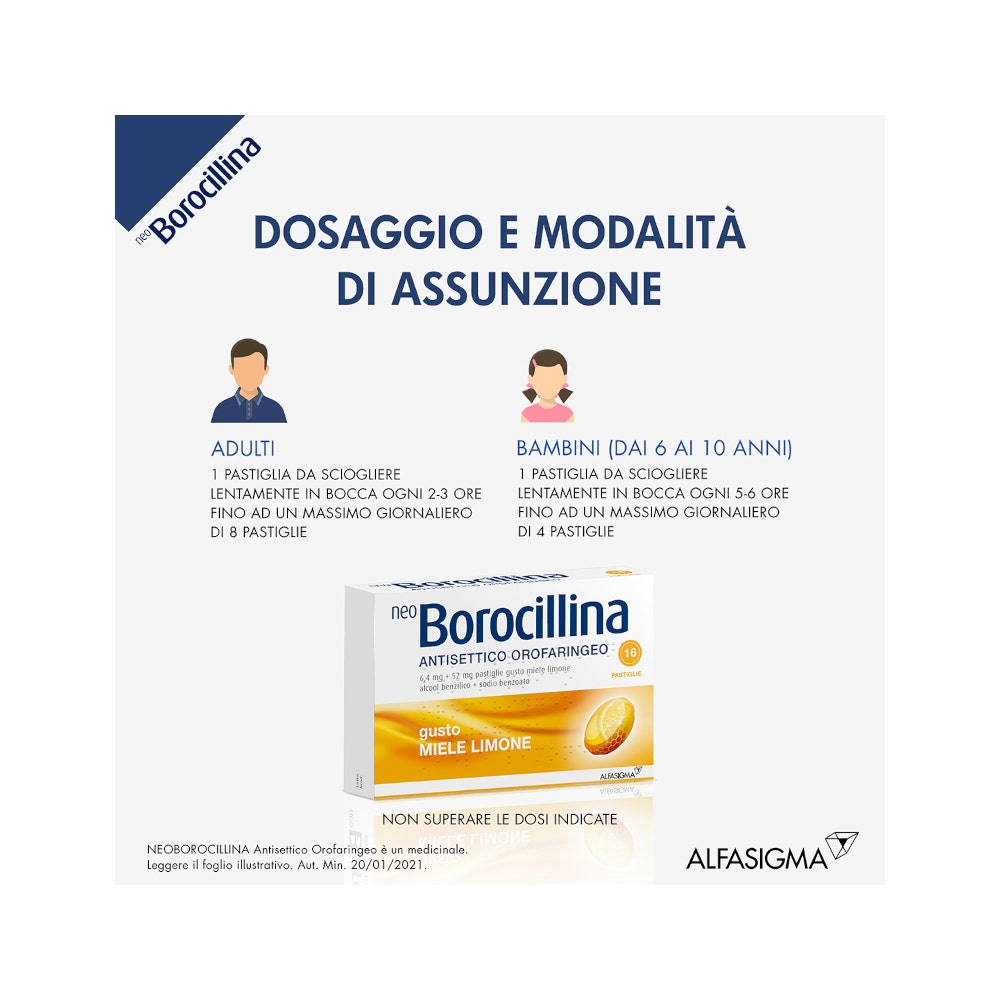 Neoborocillina Antisettico Orofaringeo 16 Pastiglie Limone E Miele-9