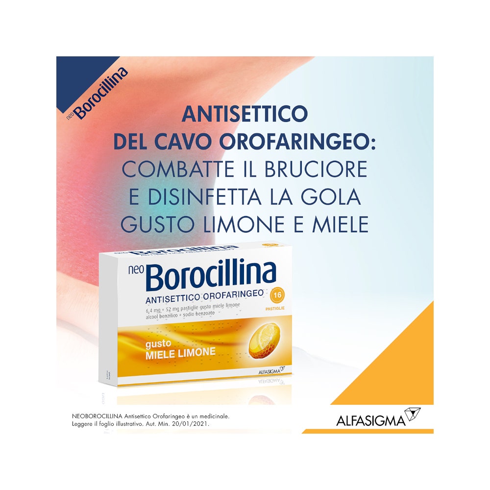 Neoborocillina Antisettico Orofaringeo 16 Pastiglie Limone E Miele-10