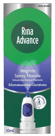 Rinaadvance 1 Mg/ml Spray Nasale Soluzione Mentolo 1 Flacone in Hdpe da 10 ml con Pompa Attivata con Tasto Laterale-0