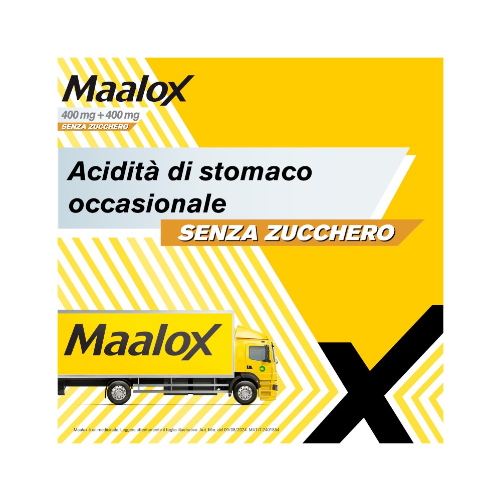 Maalox 400+400 Mg Contro Acidità di Stomaco Occasionale Senza Zucchero 30 cpr-18