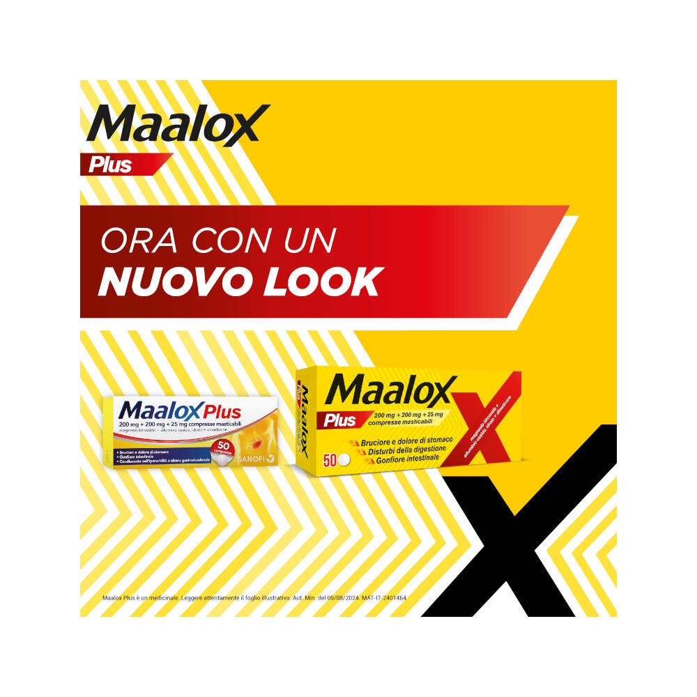 Maalox Plus Azione Rapida Contro Bruciore e Acidità di Stomaco 50 cpr-2