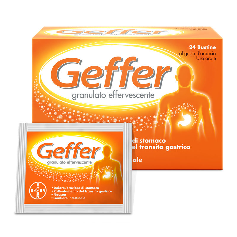 Geffer Granulato Effervescente Antiacido contro Bruciore di Stomaco Nausea e Gonfiore 24 Bustine