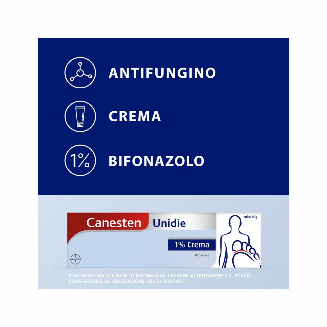 Canesten Unidie Crema Antimicotico Antifungino contro Funghi Micosi Piede d'Atleta Tubo 30g-1
