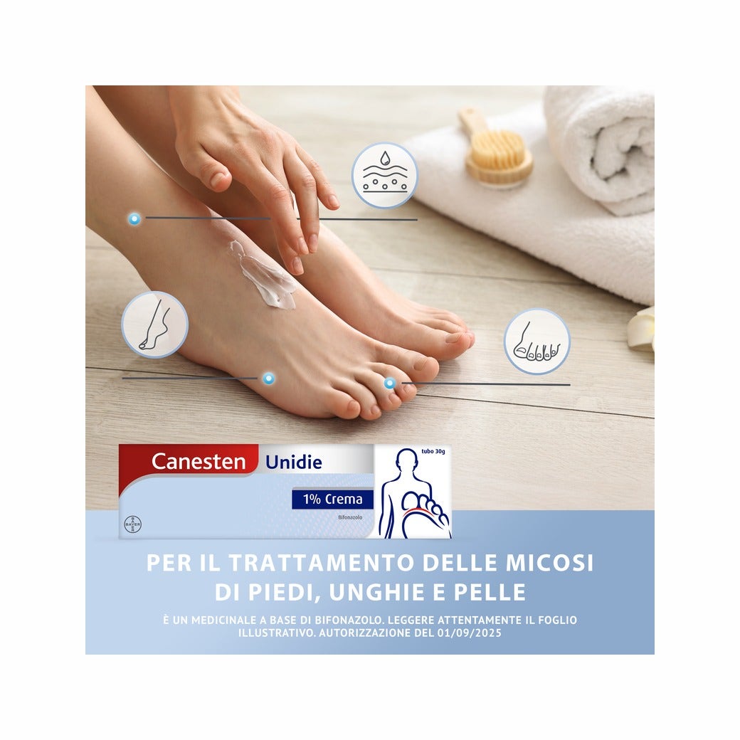 Canesten Unidie Crema Antimicotico Antifungino contro Funghi Micosi Piede d'Atleta Tubo 30g-3