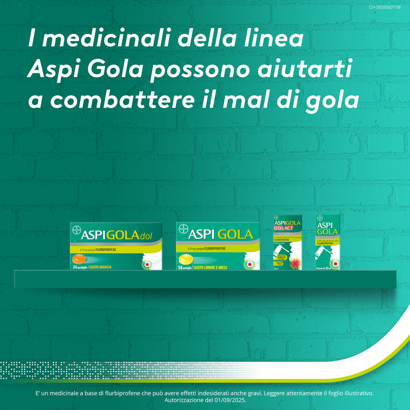 Aspi Gola Spray Antinfiammatorio per Gola Infiammata Faringite e Mal di gola con Flurbiprofene 15ml