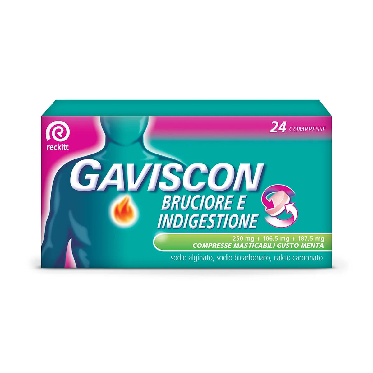 Gaviscon Bruciore Indigestione Gusto Menta 24 Compresse