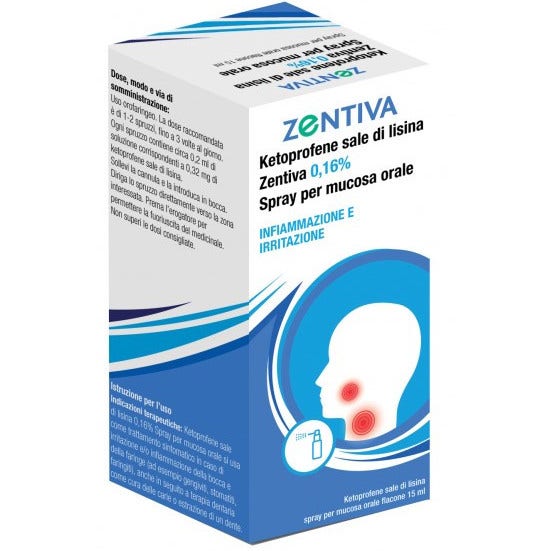 Ketoprofene Sale Di Lisina Zentiva Spray Mucosa Orale 15ml 0,16%-1