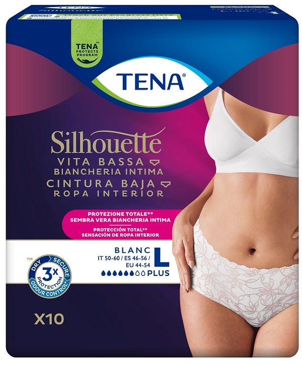Pannolone a Mutandina Assorbente Tena Silhouette Plus White Large 10 Pezzi-1