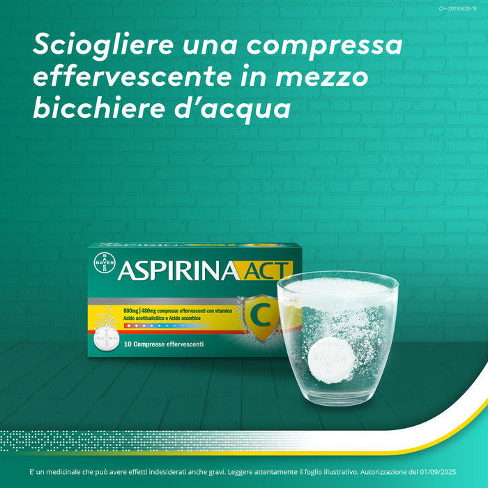 AspirinaACT C antinfiammatorio e antidolorifico per Febbre e  Influenza con Vitamina C 10 Cpr Eff