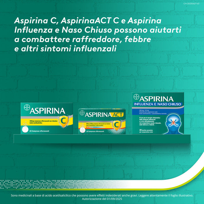 AspirinaACT C antinfiammatorio e antidolorifico per Febbre e  Influenza con Vitamina C 10 Cpr Eff