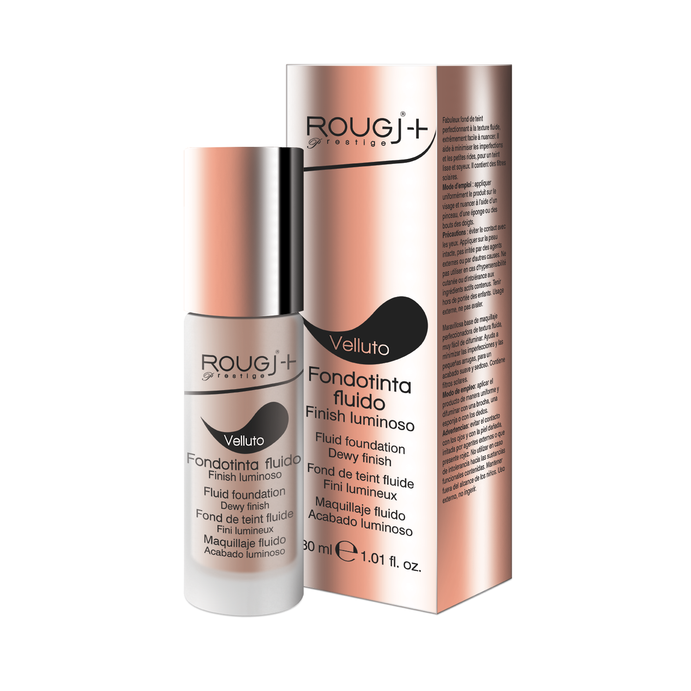 Rougj Prestige Fondotinta Fluido Velluto 04 Sand 30ml  - 1