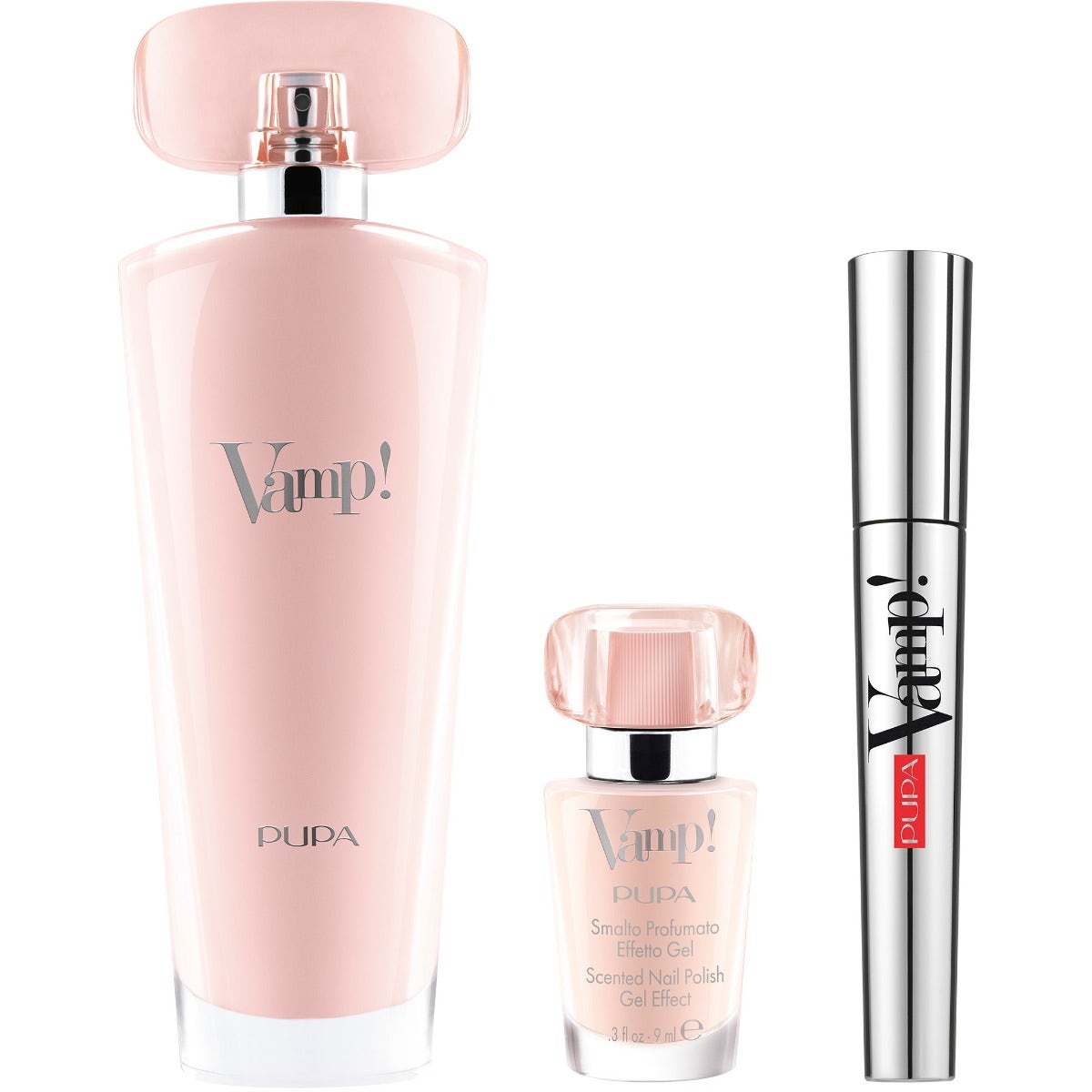 Pupa Kit Vamp Pink Eau De Parfum 100 ml+Mascara  9ml+Smalto Profumato Effetto Gel 9ml-1