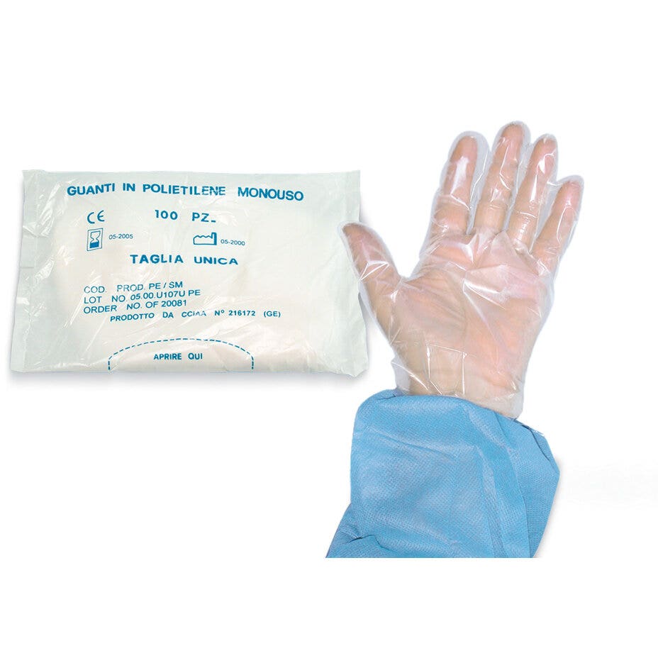 Safety Guanto Plastica Monouso PEH EMB Busta 100 Pezzi-4