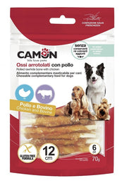 Camon Rolls Di Pelle Bovina Con Pollo Per Cani 28cm 250g 3 Pezzi-1
