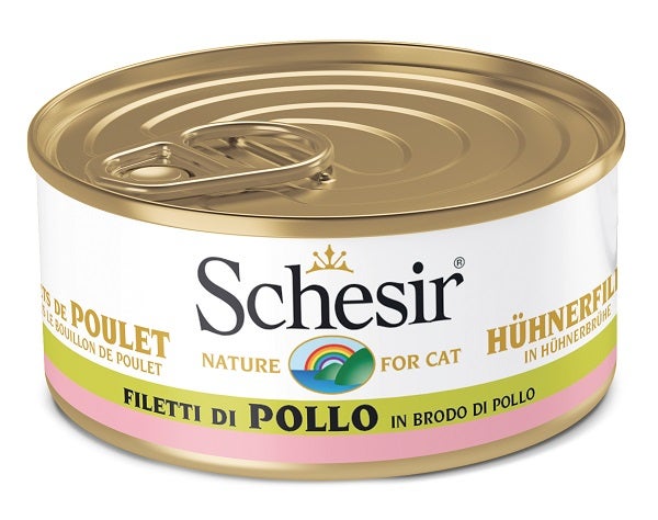 Schesir Filetti Di Pollo In Brodo Di Pollo Cibo Umido Gatti Adulti Lattina 70g-1