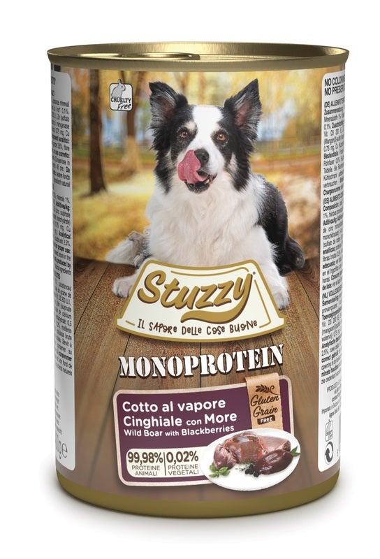 Stuzzy Monoprotein Al Cinghiale Con More Cibo Umido Cani Adulti Barattolo 400g-1