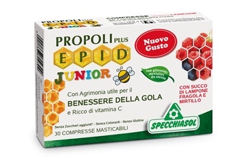Propoli Plus Epid Junior Gusto Lampone/Fragole/Mirtillo 30 Compresse Masticabili-1