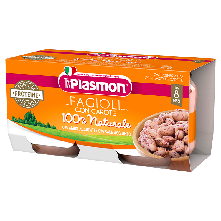 Plasmon Omogeneizzato Fagioli Con Carote 2x80g  - 1