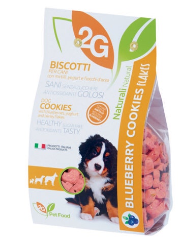 2G Pet Food Blueberry Cookies Flakes Biscotti Ai Mirtilli Per Cani Sacco 350g-1