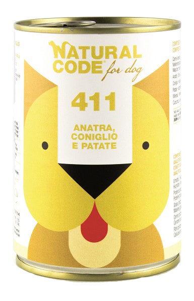 Natural Code For Dog 411 Anatra Coniglio e Patate 400g-1