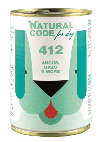 Natural Code 412 Cibo Umido Con Angus/Farro/More Per Cani Adulti Barattolo 400g-1