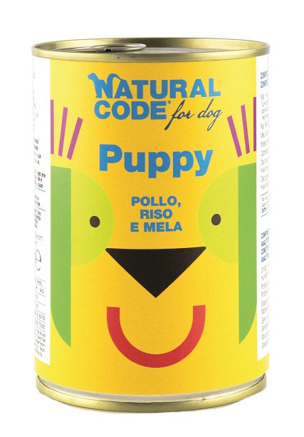 Natural Code Puppy 01 Cibo Umido Con Pollo/Riso/Mela Per Cuccioli Barattolo 400g-1