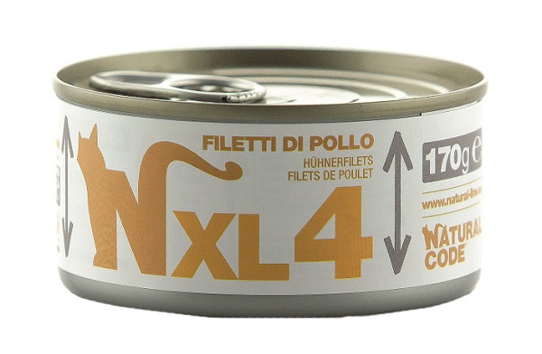 Natural Code XL4 Cibo Umido Filetti Di Pollo Per Gatti Adulti Lattina 170g-1