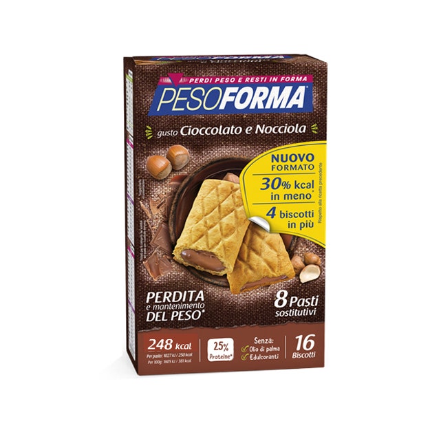 Pesoforma Biscotto Cioccolata Nocciola 16 Pezzi 33g                     - 2