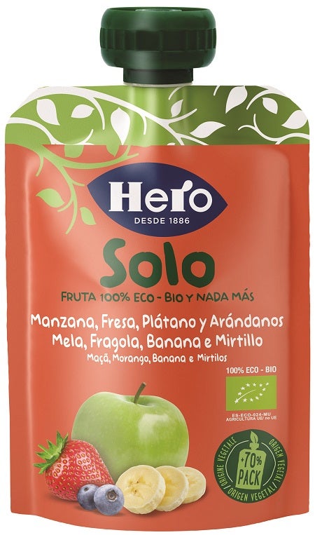 Hero Solo Frutta Frullata Mela Fragola Banana e Mirtilli 100% Bio 100g-1