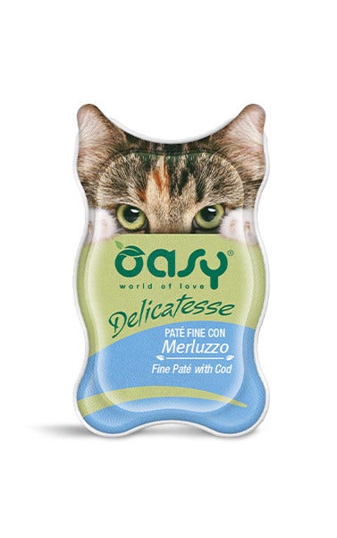 Oasy Wet Cat Delicatesse Paté Fine Con Merluzzo Per Gatti Adulti 85g-1