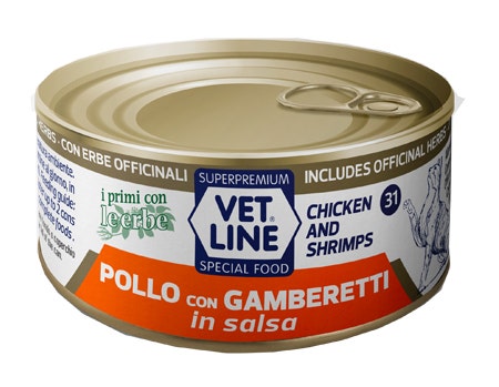 Vet Line Per Gatto Pollo Con Gamberetti in Salsa 70g-1