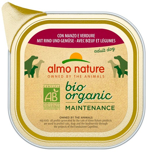 Almo Nature Daily Menu Bio Cibo Umido Manzo E Verdure Cani Adulti Vaschetta 100g-1