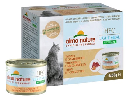 Almo Nature Natural Light Meal Cibo Umido Tonno E Gamberetti Per Gatti Adulti 4x50g-1