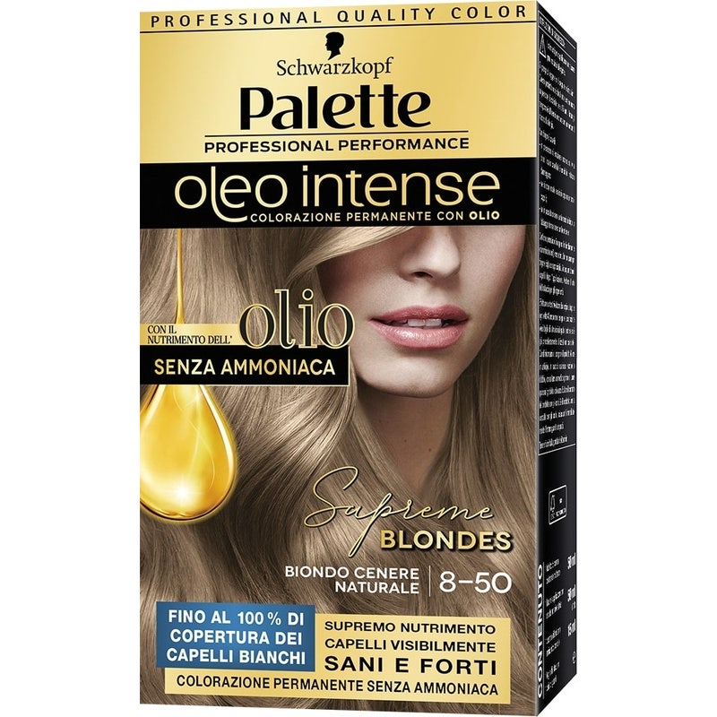 Schwarzkopf Palette Oleo Intense Colorazione Permanente 8-50 Biondo Cenere Naturale 173g - 2