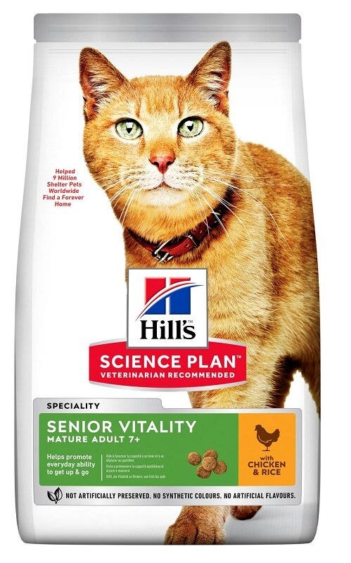 Hill's Science Plan Senior Vitality Adult 7+ Crocchette Per Gatti Con Pollo E Riso 300g-8