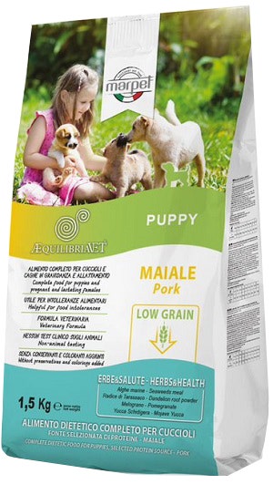 Marpet Aequilibriavet Low Grain Maiale Cibo Secco Per Cani Cuccioli Sacco 1,5Kg-1