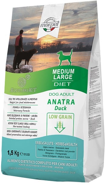 Marpet Aequilibriavet Low Grain Anatra Cibo Secco Per Cani Adulti Taglia Medium Large Sacco 1,5Kg-1