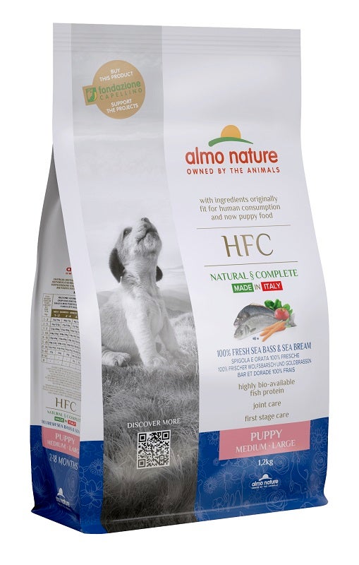 Almo Nature HFC Puppy Spigola E Orata Cani Cuccioli Taglia Media E Grande Sacco 1,2kg-1