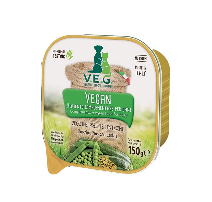 Marpet Vegan Dog Zucchine/Piselli/Lenticchie Cibo Umido Per Cani Adulti Vaschetta 150g-1