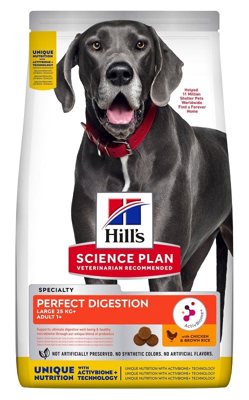 Hill's Science Plan Perfect Digestion Large 25 Kg+ Adult 1+ Chicken & Brown Rice 12kg-1