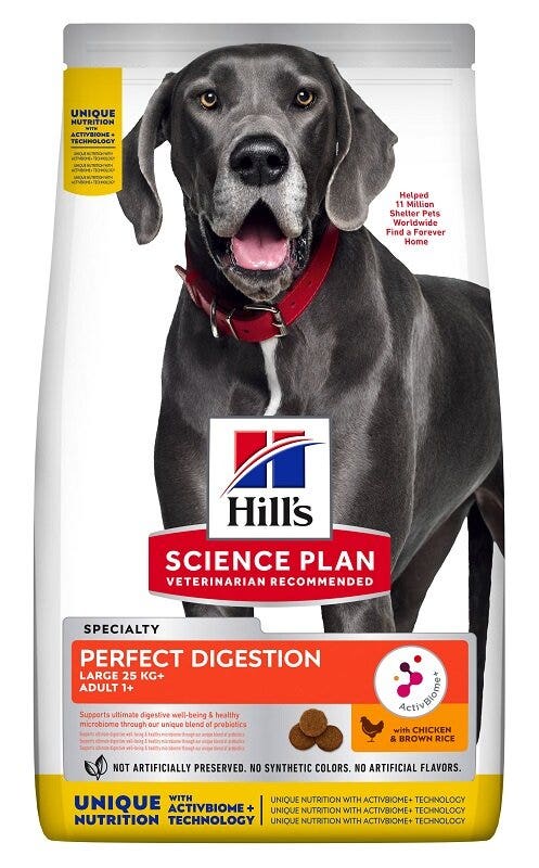 Hill's Science Plan Perfect Digestion Large 25 Kg+ Adult 1+ Chicken & Brown Rice 12kg-2